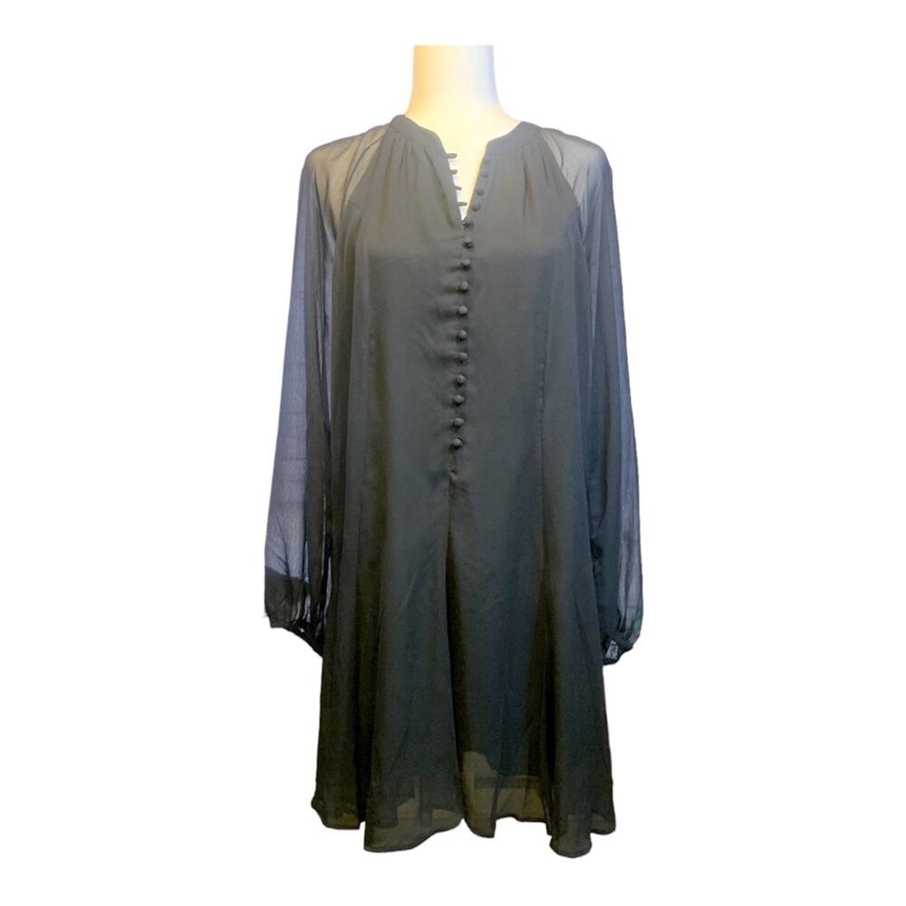 NWT Joie Black Sheer Balloon Sleeves Dress Size Medium U0419